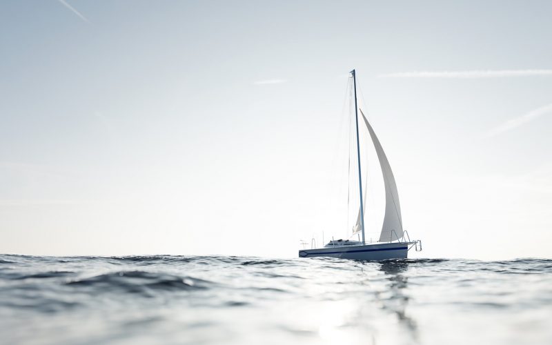 Sailing yacht on the ocean Sailing yacht on the ocean