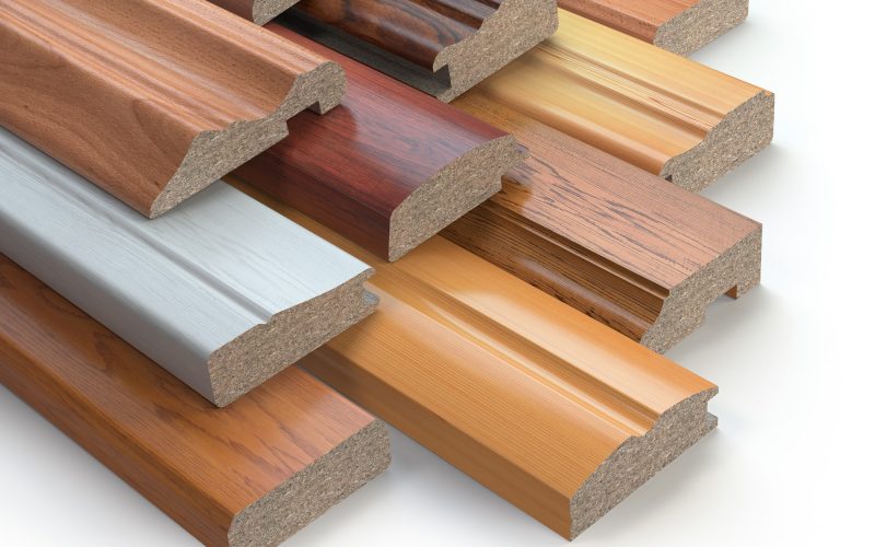 Samples of wooden furniture MDF profiles, Different medium densi Samples of wooden furniture MDF profiles, Different medium densi